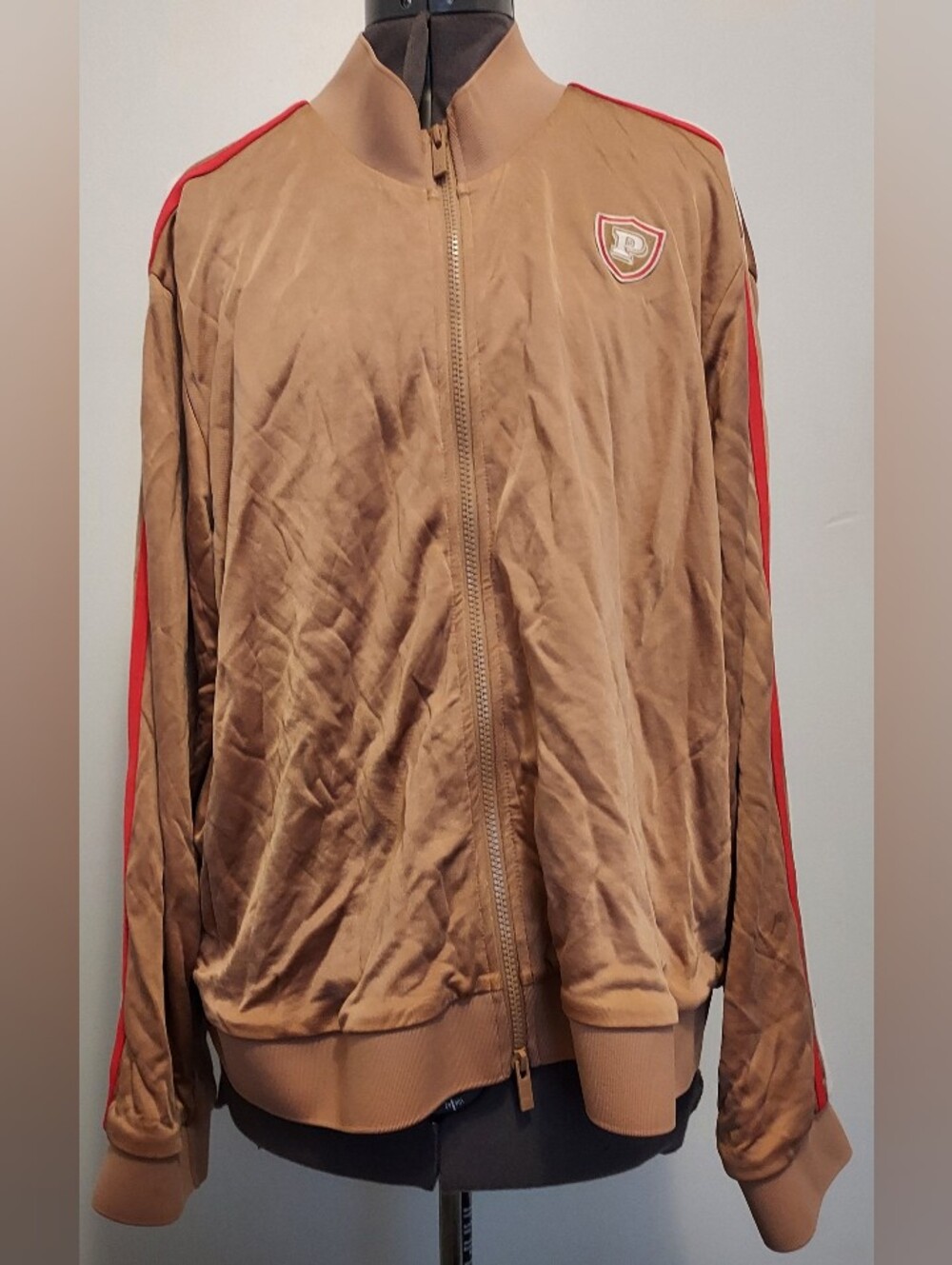 NWT Victoria's Secret PINK Retro Track Jacket XXL Brown Red White Striped Logo